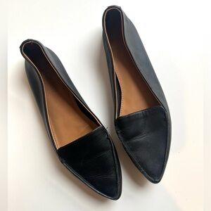 J. Crew Edie pointed toe black leather loafer flats slip on shoes 7